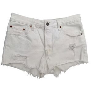 Levis 501 Denim Shorts Womens Size 28 White Distressed Cutoff Jean Shorts